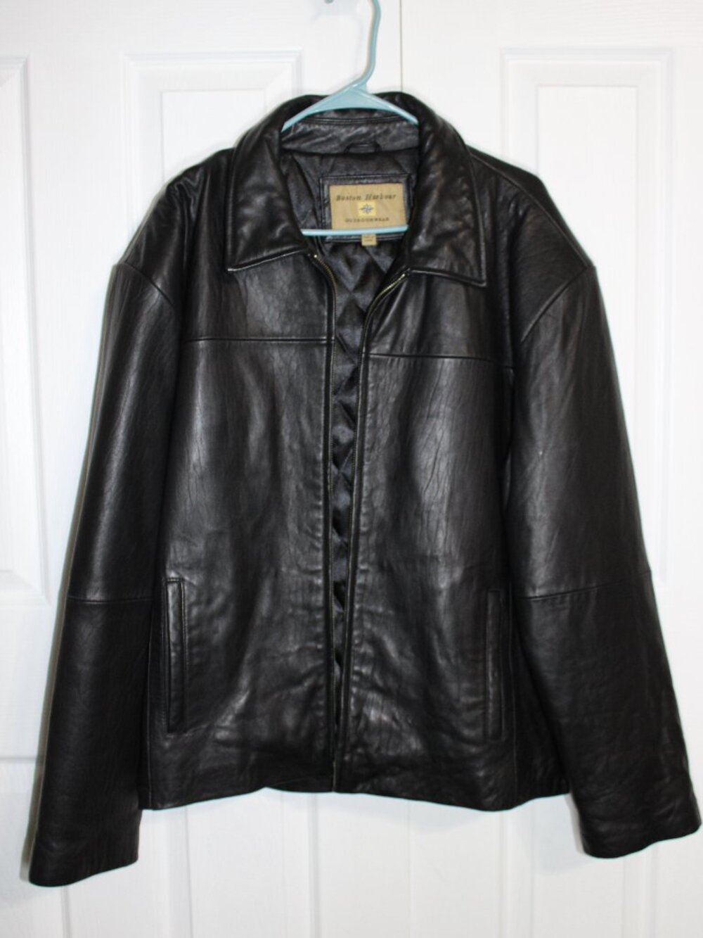 Vintage Boston Harbour Outdoorwear Mens Black Genuine Leather Jacket